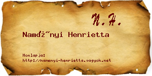 Naményi Henrietta névjegykártya